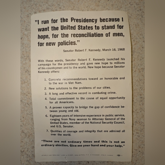 Vintage 1968 Robert F. Kennedy Campaign Poster - Picture 2 of 6